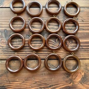 Set of 16 Wooden Curtain Rings - Rich Brown